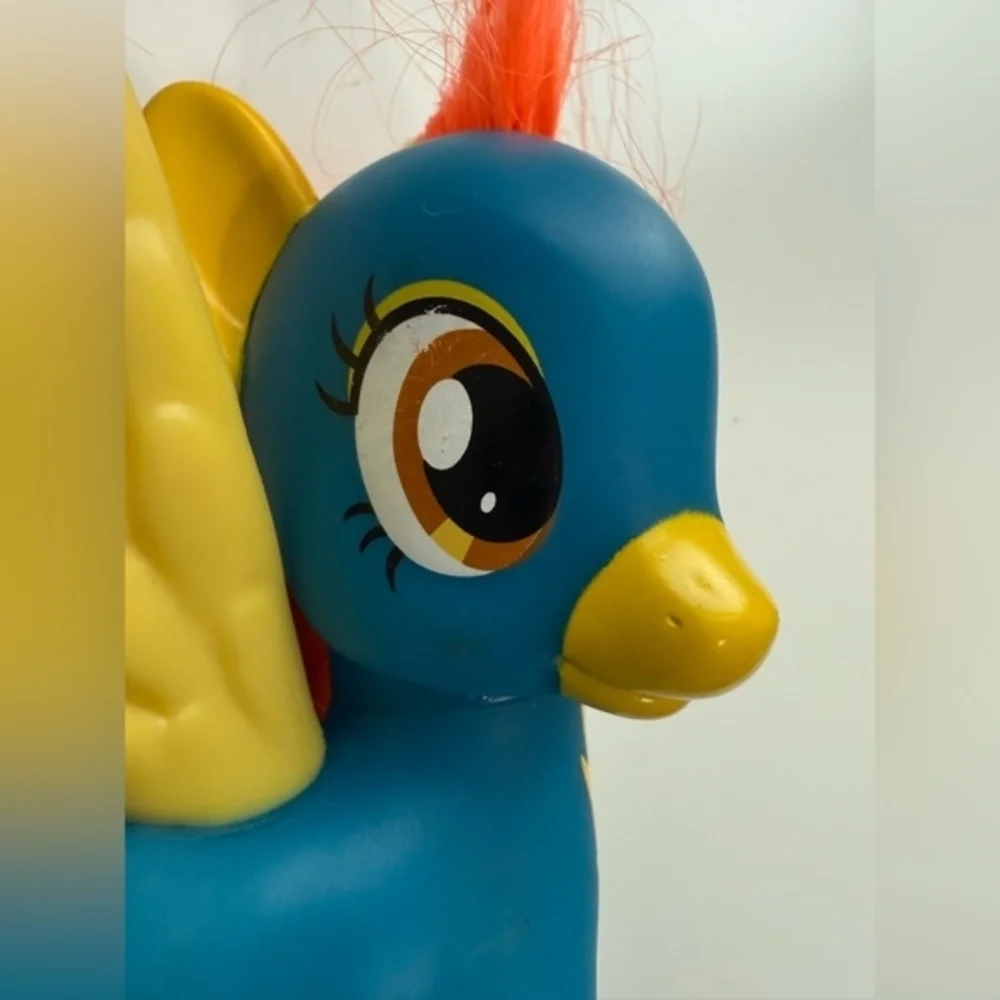 Blue and Yellow Winged Bird Toy with Orange Mane - Plush-Style Figurine